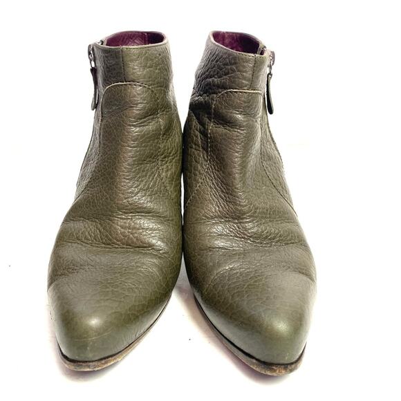MaxMara Green Pebbled Leather Heeled Booties Size 38/ US 8 - Picture 2 of 7